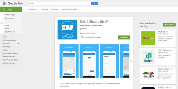 SALÜ Shuttle App ist neu im Play Store von Google verfügbar