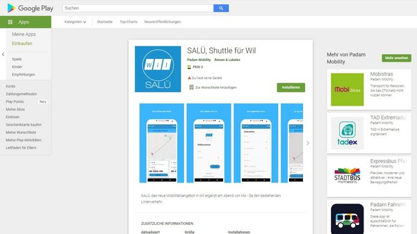 SALÜ Shuttle App ist neu im Play Store von Google verfügbar